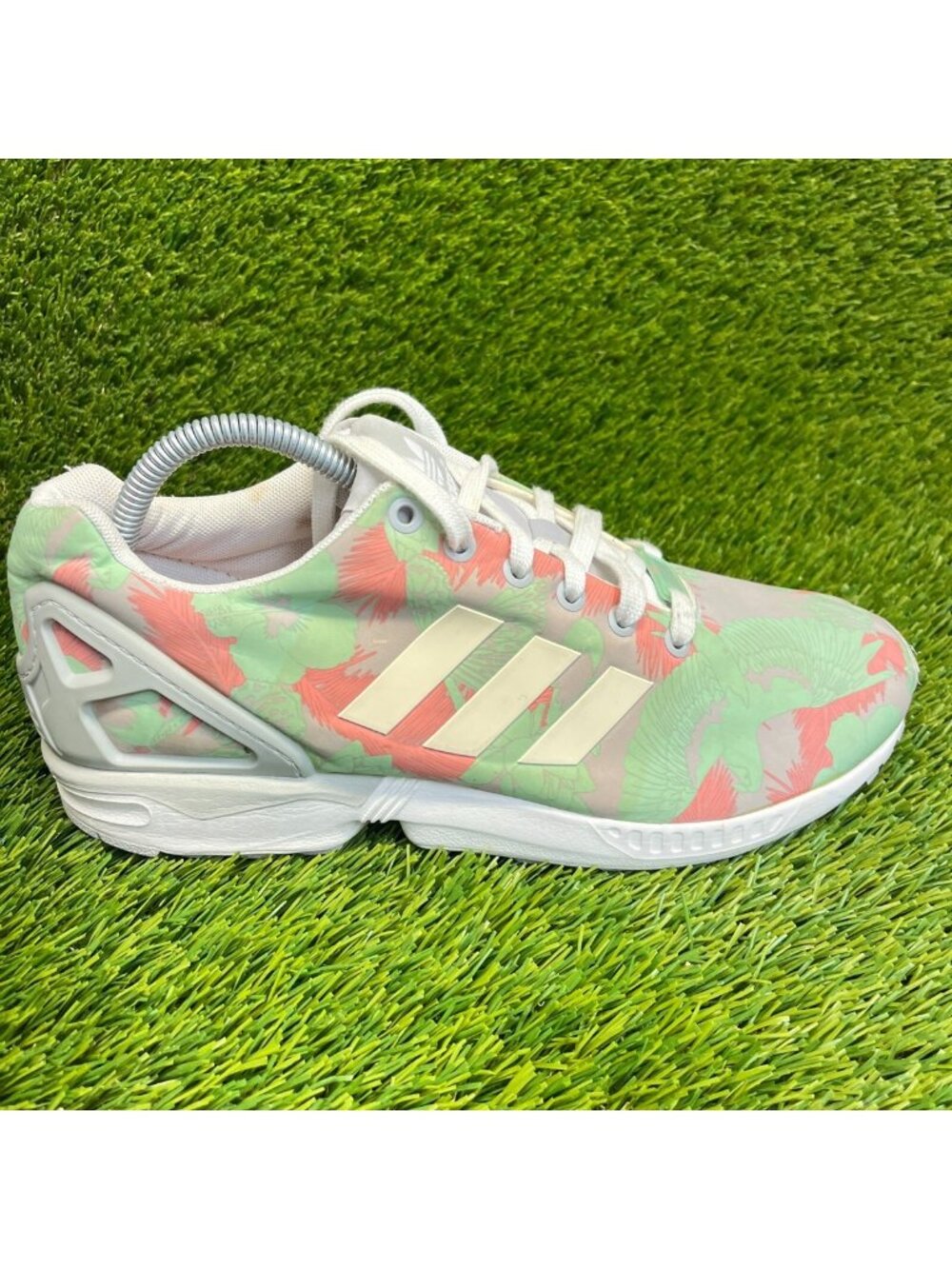 Adidas Originals ZX Flux Womens Size 10.5 Green Pink Running Shoes Sneakers